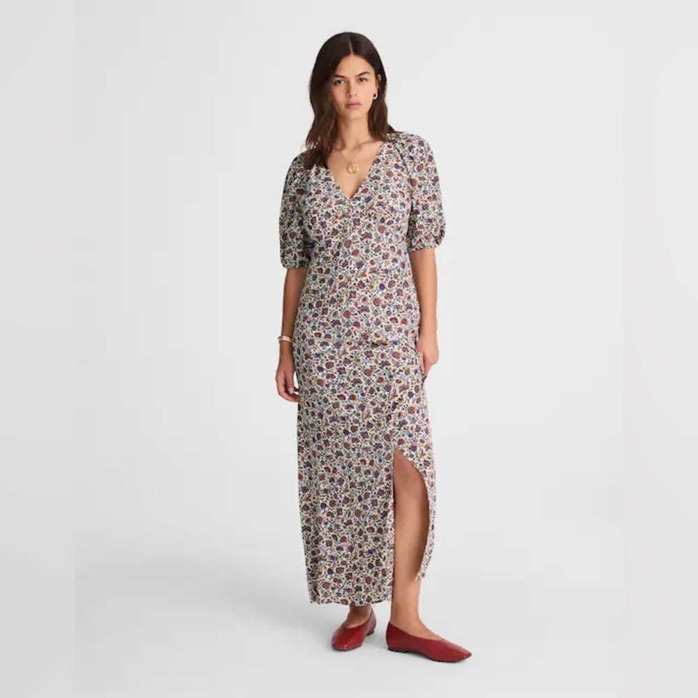 Puff-Sleeve Empire Maxi Dress Madewell Sz 2 - Picture 6 of 7